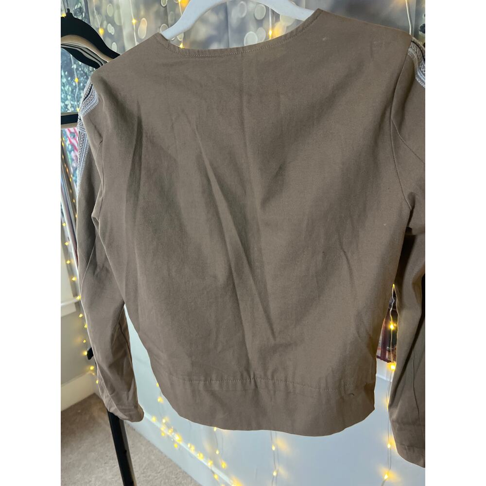 048 Moon River Embroidered Beige Jacket Small Boho Cropped Cotton $120 MSRP - Picture 6 of 8
